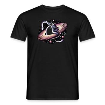Katze Astronaut Astronomie Äußeres Sonnensystem - Männer T-Shirt - Schwarz - Vorne - AI Model Male 178 light (178cm)