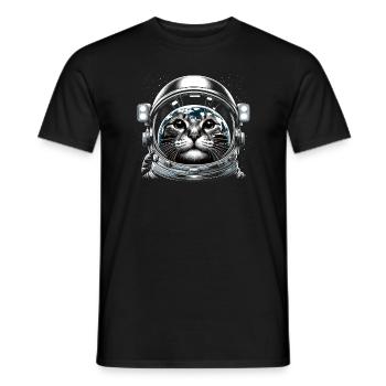 Katze Astronaut Astronomie Äußeres Sonnensystem - Männer T-Shirt - Schwarz - Vorne - AI Model Male 178 light (178cm)