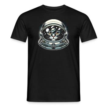 Katze Astronaut Astronomie Äußeres Sonnensystem - Männer T-Shirt - Schwarz - Vorne - AI Model Male 178 light (178cm)