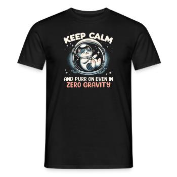 Katze Astronaut Astronomie Äußeres Sonnensystem - Männer T-Shirt - Schwarz - Vorne - AI Model Male 178 light (178cm)