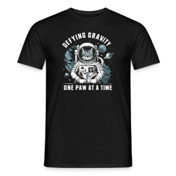 Katze Astronaut Astronomie Äußeres Sonnensystem - Männer T-Shirt - Schwarz - Vorne - AI Model Male 178 light (178cm)