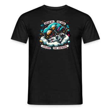 Katze Astronaut Astronomie Äußeres Sonnensystem - Männer T-Shirt - Schwarz - Vorne - AI Model Male 178 light (178cm)