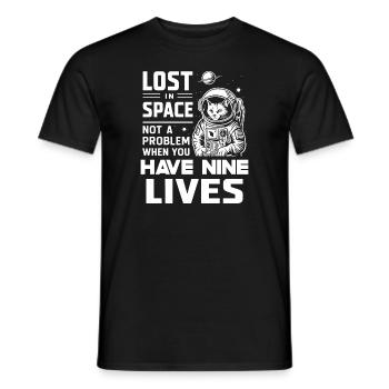 Katze Astronaut Astronomie Äußeres Sonnensystem - Männer T-Shirt - Schwarz - Vorne - AI Model Male 178 light (178cm)