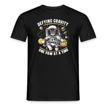 Katze Astronaut Astronomie Äußeres Sonnensystem - Männer T-Shirt - Schwarz - Vorne - AI Model Male 178 light (178cm)