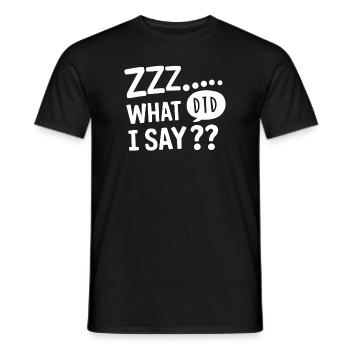 Sprechen Im Schlaf, Somniloquy, Sprechen Im - Männer T-Shirt - Schwarz - Vorne - AI Model Male 178 light (178cm)
