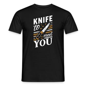 Couteau Collector Collection de Couteaux Chasse Pêche - T-shirt homme - noir - Devant - AI Model Male 178 light (178cm)