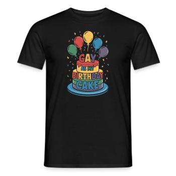 Birthgay Gay Pride Flag Mois de la fierté Egalité des droits - T-shirt homme - noir - Devant - AI Model Male 178 light (178cm)