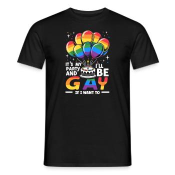 Birthgay Gay Pride Flag Mois de la fierté Egalité des droits - T-shirt homme - noir - Devant - AI Model Male 178 light (178cm)