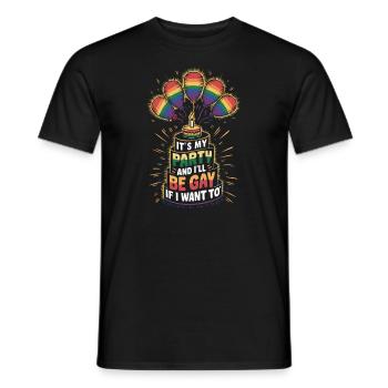 Birthgay Gay Pride Flag Mois de la fierté Egalité des droits - T-shirt homme - noir - Devant - AI Model Male 178 light (178cm)