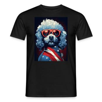 Cool Poodle with Sunglasses - Men's T-Shirt - black - Front - AI Model Male 178 light (178cm)