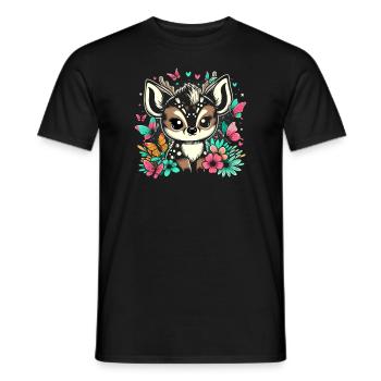 Niedlicher Pudu-hirsch Südamerika Cartoon-hirsch - Männer T-Shirt - Schwarz - Vorne - AI Model Male 178 light (178cm)