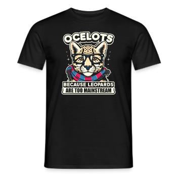 Ozelot Wild Cat Exotic Pets Jungle Big Cat - Männer T-Shirt - Schwarz - Vorne - AI Model Male 178 light (178cm)