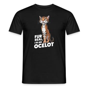 Ozelot Wild Cat Exotic Pets Jungle Big Cat - Männer T-Shirt - Schwarz - Vorne - AI Model Male 178 light (178cm)