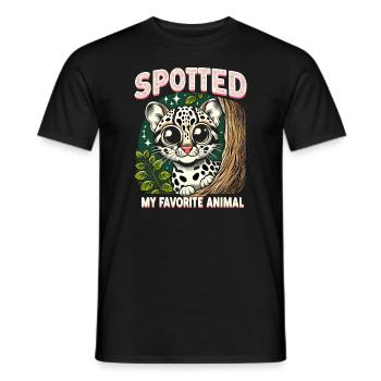 Ocelot Chat Sauvage Animaux Exotiques Jungle Gros Chat - T-shirt homme - noir - Devant - AI Model Male 178 light (178cm)