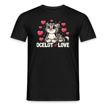 Ozelot Wild Cat Exotic Pets Jungle Big Cat - Männer T-Shirt - Schwarz - Vorne - AI Model Male 178 light (178cm)