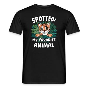 Ozelot Wild Cat Exotic Pets Jungle Big Cat - Männer T-Shirt - Schwarz - Vorne - AI Model Male 178 light (178cm)