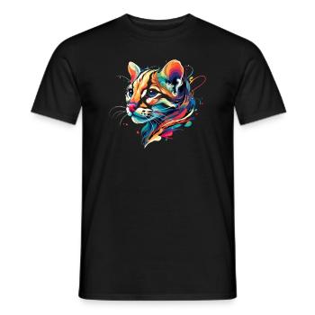 Ozelot Wild Cat Exotic Pets Jungle Big Cat - Männer T-Shirt - Schwarz - Vorne - AI Model Male 178 light (178cm)