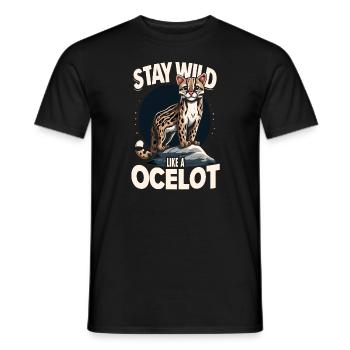 Ozelot Wild Cat Exotic Pets Jungle Big Cat - Männer T-Shirt - Schwarz - Vorne - AI Model Male 178 light (178cm)