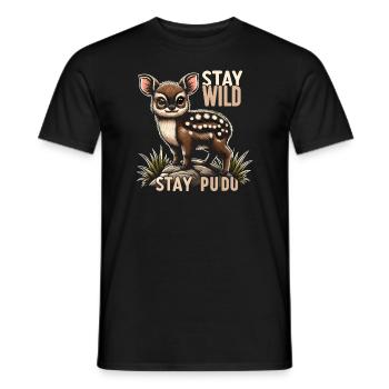 Niedlicher Pudu-hirsch Südamerika Cartoon-hirsch - Männer T-Shirt - Schwarz - Vorne - AI Model Male 178 light (178cm)