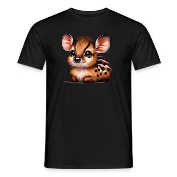Niedlicher Pudu-hirsch Südamerika Cartoon-hirsch - Männer T-Shirt - Schwarz - Vorne - AI Model Male 178 light (178cm)