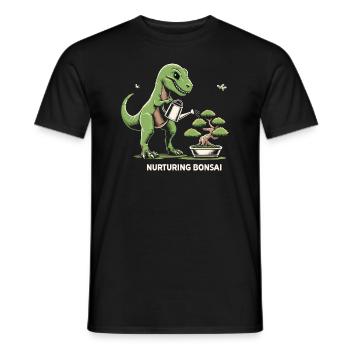 Bonsai Master T-Rex Dinosaur Gardening for - Men's T-Shirt - black - Front - AI Model Male 178 light (178cm)