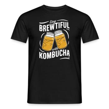 Benefits of Kombucha for Brewer Maker Tea Lover - Men's T-Shirt - black - Front - AI Model Male 178 light (178cm)