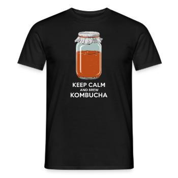 Benefits of Kombucha for Brewer Maker Tea Lover - Men's T-Shirt - black - Front - AI Model Male 178 light (178cm)