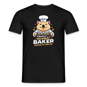 Wombat Baker - Cuire le sourire ! - T-shirt homme - noir - Devant - AI Model Male 178 light (178cm)