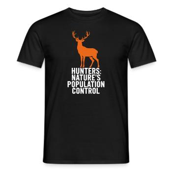 Vivez l’excitation de la chasse au cerf en forêt avec - T-shirt homme - noir - Devant - AI Model Male 178 light (178cm)