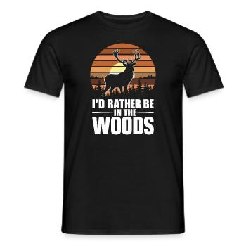 Vivez l’excitation de la chasse au cerf en forêt avec - T-shirt homme - noir - Devant - AI Model Male 178 light (178cm)