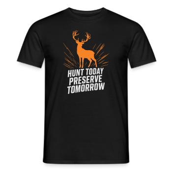 Vivez l’excitation de la chasse au cerf en forêt avec - T-shirt homme - noir - Devant - AI Model Male 178 light (178cm)