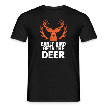 Vivez l’excitation de la chasse au cerf en forêt avec - T-shirt homme - noir - Devant - AI Model Male 178 light (178cm)