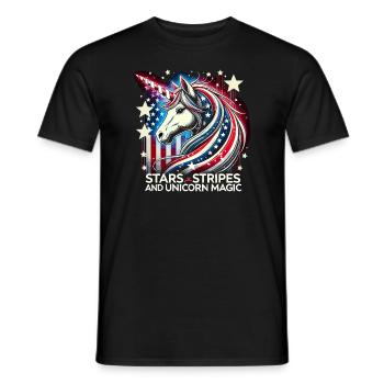 Patriotisme magique Licorne américaine États-Unis - T-shirt homme - noir - Devant - AI Model Male 178 light (178cm)