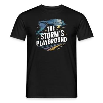 Découvrez le monde fascinant de la chasse aux tornades - T-shirt homme - noir - Devant - AI Model Male 178 light (178cm)