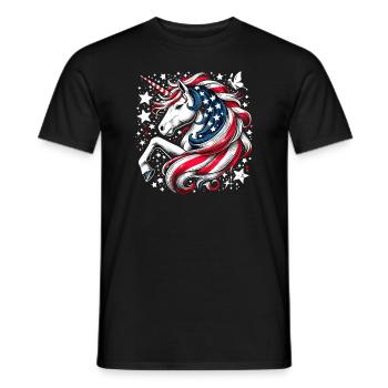 Patriotisme magique Licorne américaine États-Unis - T-shirt homme - noir - Devant - AI Model Male 178 light (178cm)