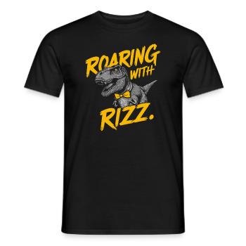 Rizzler Culture with Dinosaur Art and T-Rex - Men's T-Shirt - black - Front - AI Model Male 178 light (178cm)
