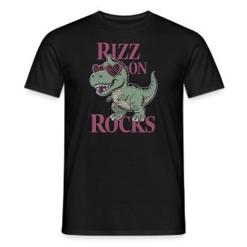 Rizzler Culture with Dinosaur Art and T-Rex - Men's T-Shirt - black - Front - AI Model Male 178 light (178cm)