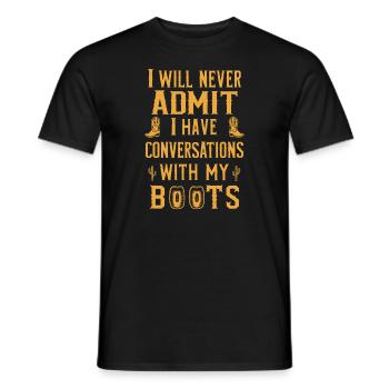 Cowboy living in the wild west with cowboy hat and - Men's T-Shirt - black - Front - AI Model Male 178 light (178cm)