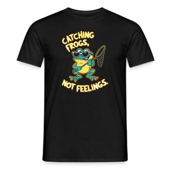 Amphibian frog hunter enthusiast, frog trapping - Men's T-Shirt - black - Front - AI Model Male 178 light (178cm)