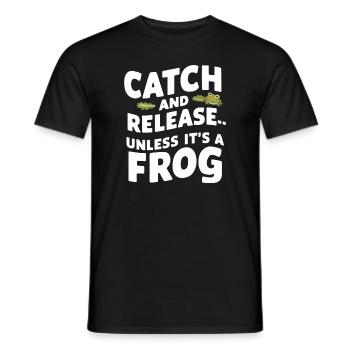 Amphibian frog hunter enthusiast, frog trapping - Men's T-Shirt - black - Front - AI Model Male 178 light (178cm)