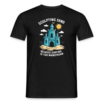 Kreative Sandburgen Kunst am Strand | Skulpturen - Männer T-Shirt - Schwarz - Vorne - AI Model Male 178 light (178cm)