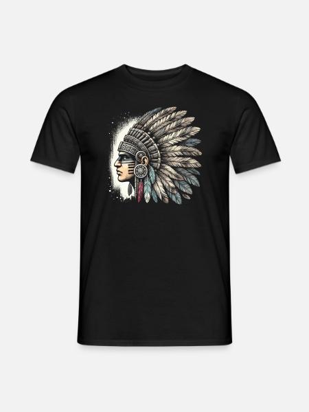 Aztekischer Krieger Mit Traditioneller - Männer T-Shirt - Schwarz