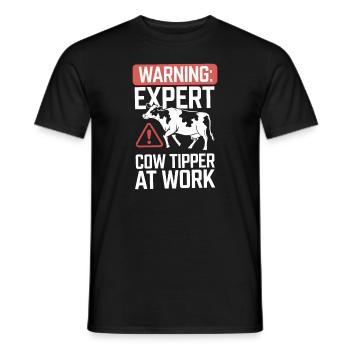 Funny Cow Tipping Joke for Farm Enthusiasts and - Men's T-Shirt - black - Front - AI Model Male 178 light (178cm)