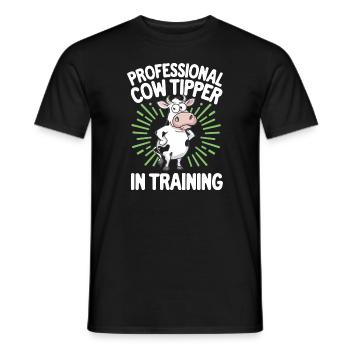 Funny Cow Tipping Joke for Farm Enthusiasts and - Men's T-Shirt - black - Front - AI Model Male 178 light (178cm)