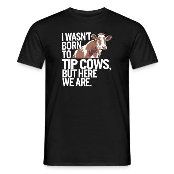 Funny Cow Tipping Joke for Farm Enthusiasts and - Men's T-Shirt - black - Front - AI Model Male 178 light (178cm)