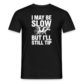 Funny Cow Tipping Joke for Farm Enthusiasts and - Men's T-Shirt - black - Front - AI Model Male 178 light (178cm)