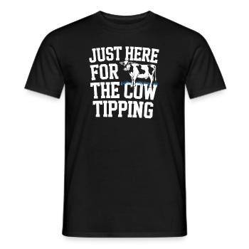 Funny Cow Tipping Joke for Farm Enthusiasts and - Men's T-Shirt - black - Front - AI Model Male 178 light (178cm)