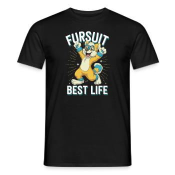 Furry Fandom Enthusiast Cosplay Fun and Fursuiting - Men's T-Shirt - black - Front - AI Model Male 178 light (178cm)