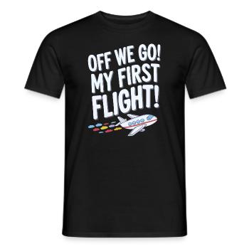 Mon premier voyage en avion Première fois en vol - T-shirt homme - noir - Devant - AI Model Male 178 light (178cm)