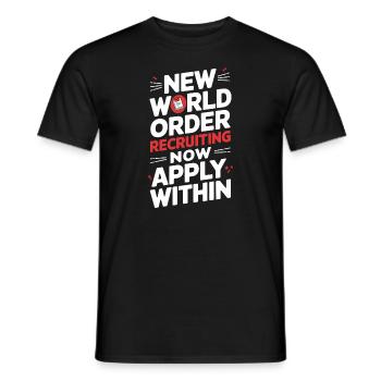 Conspiration mondiale du Nouvel Ordre Mondial - T-shirt homme - noir - Devant - AI Model Male 178 light (178cm)